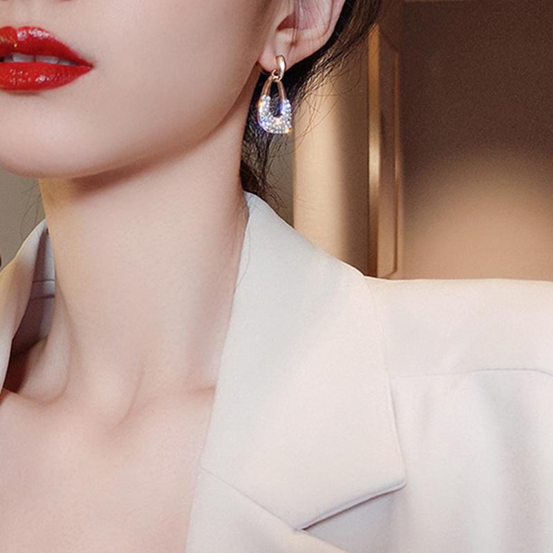 Trendy Crystal Geometric Dangle Earrings For Women Water Drop Imitation Pearl Round Tassel Earring Party Engagement Jewelry
