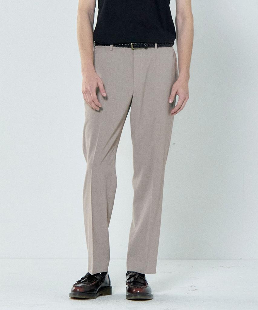 BASIC HOUSE Linen-Like Tapered Fit Slacks Beige Lzpt3104