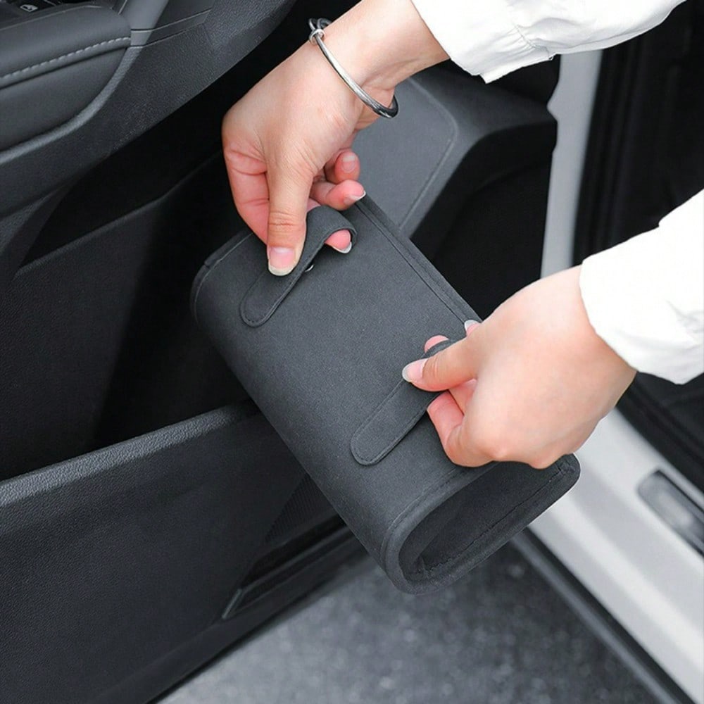 Car door storage, car seat back hanging storage box, multi-functional folding storage box, car trash can