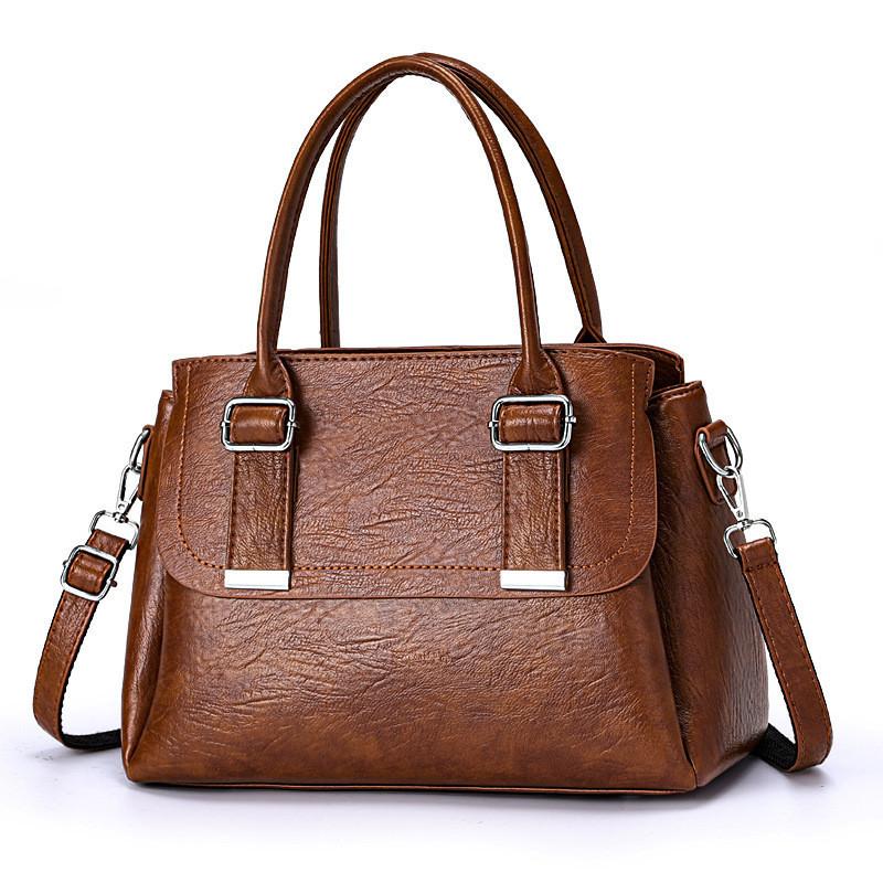 

Light Gray Women s Boston Bag With Magnetic Buckle Closure And Multiple Compartments коричневий