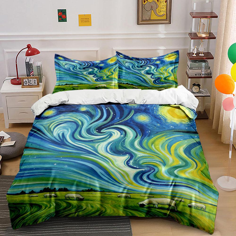 

Swirling sky, grazing sheep. Bedding sets Duvet cover sets Duvet covers Pillowcases(1 * Duvet Cover 2 * Pillowcases, without duvet insert) 135x200cm