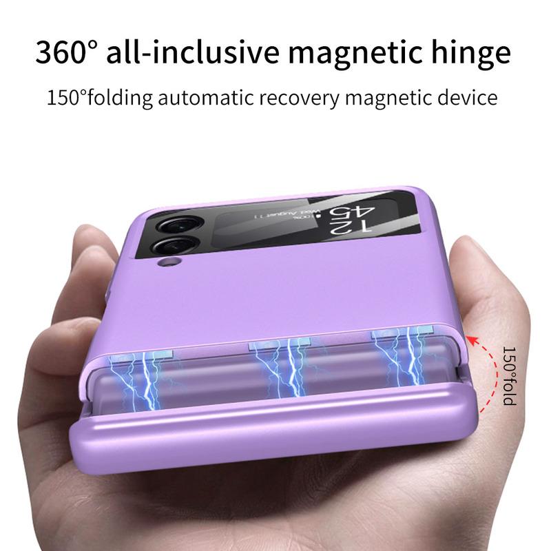 Pouzdro s magnetickým pantem pro Samsung Galaxy Z Flip 4 Full Protector Case s filmovým krytem objektivu fotoaparátu Pro Samsung Galaxy Z Flip 4 Case