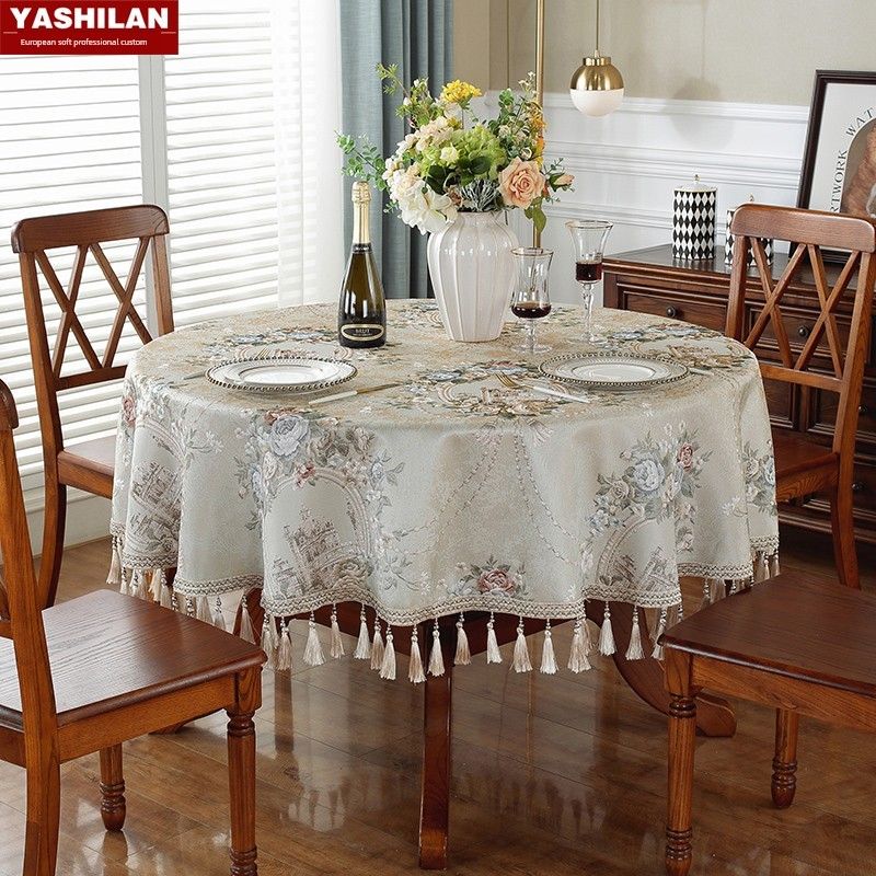 

Круглый стол Скатерть Ткань круглая Скатерть Набор для поворотного стола Скандинавская Американская Скатерть для кофейного столика и Скатерть Хлопок и Лен Для дома Gold Square 100*100cm