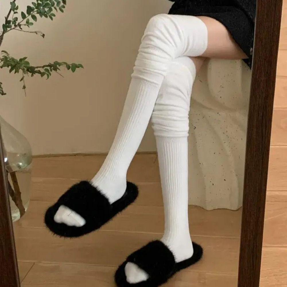 Milk White Warm Stockings Japanese Style Long Knee Sock High Tube Sock  Jk College Accessory