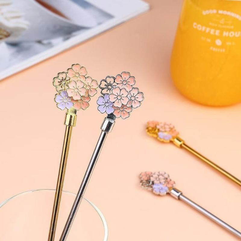 Cherry Blossom Spoon 304 Stainless Steel Creative Color Coffee Milk Breakfast Spoon Long Handle Dessert Spoon Kitchen Tools