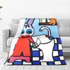 Trotro Collage Cute Cartoon Blanket Multi-function Flannel Sofa Throw Blanket for Couch Bedding Office Throws Bedspread Quilt