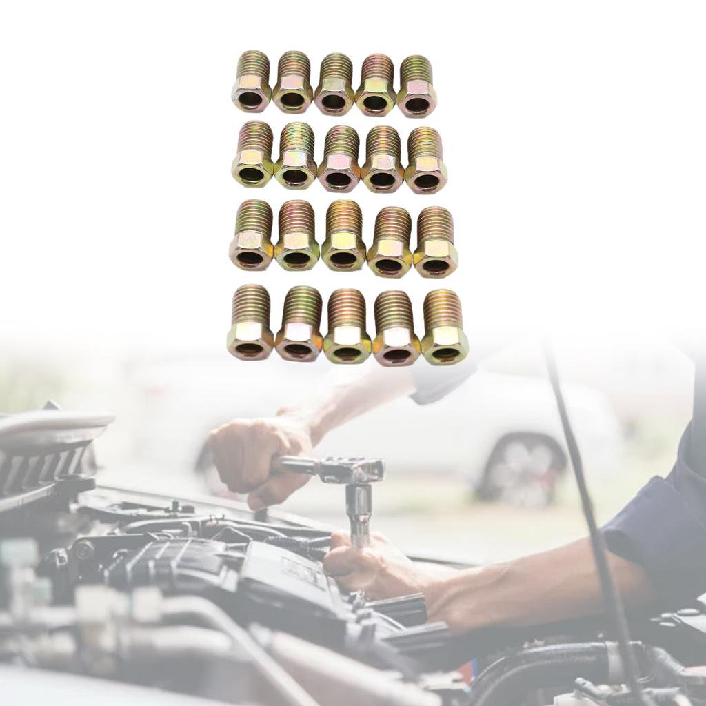 20x 3/8-24 Bördelverschraubung Innere Fahrzeugteile Goldene Gewinde Muttern für 3/16 Zoll Rohr Bremsleitung Ersatz