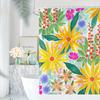 Vibrant Tropical Floral Shower Curtain Boho Sunflower Pattern Polyester Waterproof Bathroom Decor Shower Liner Jungle Print Curt