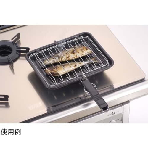 Fish grill pan, frying pan, sandwich grill, deliciously cooked, non-stick coating, iron, for gas and direct flame use only, RC sticker included