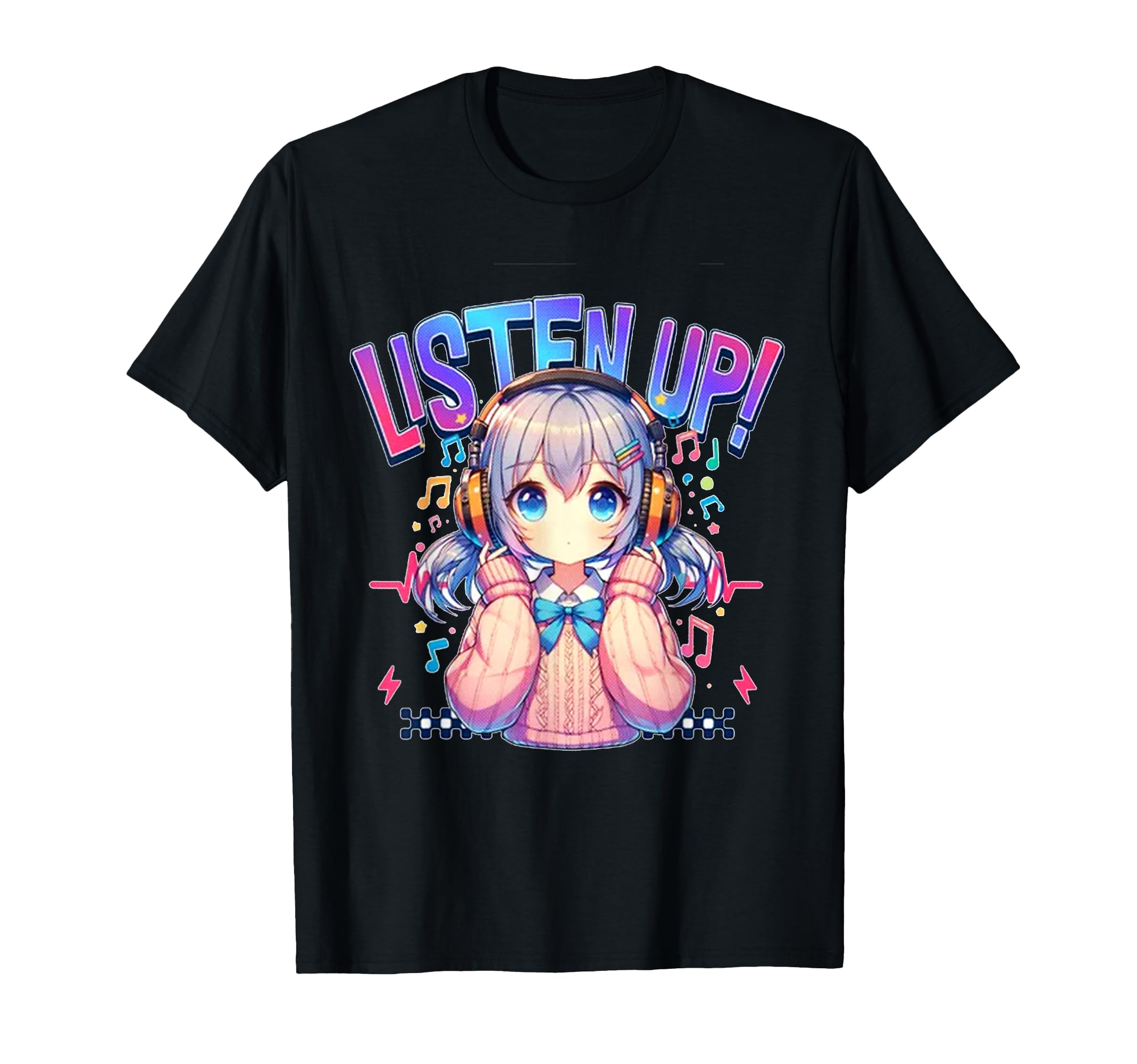 Japanese cute Manga, anime, merchandise, fox, men s, women s, kids  T-shirt чёрный