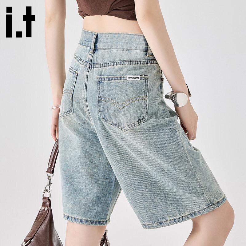 CHOCOOLATEit Women's Washed Denim High-Waist Capri Pants