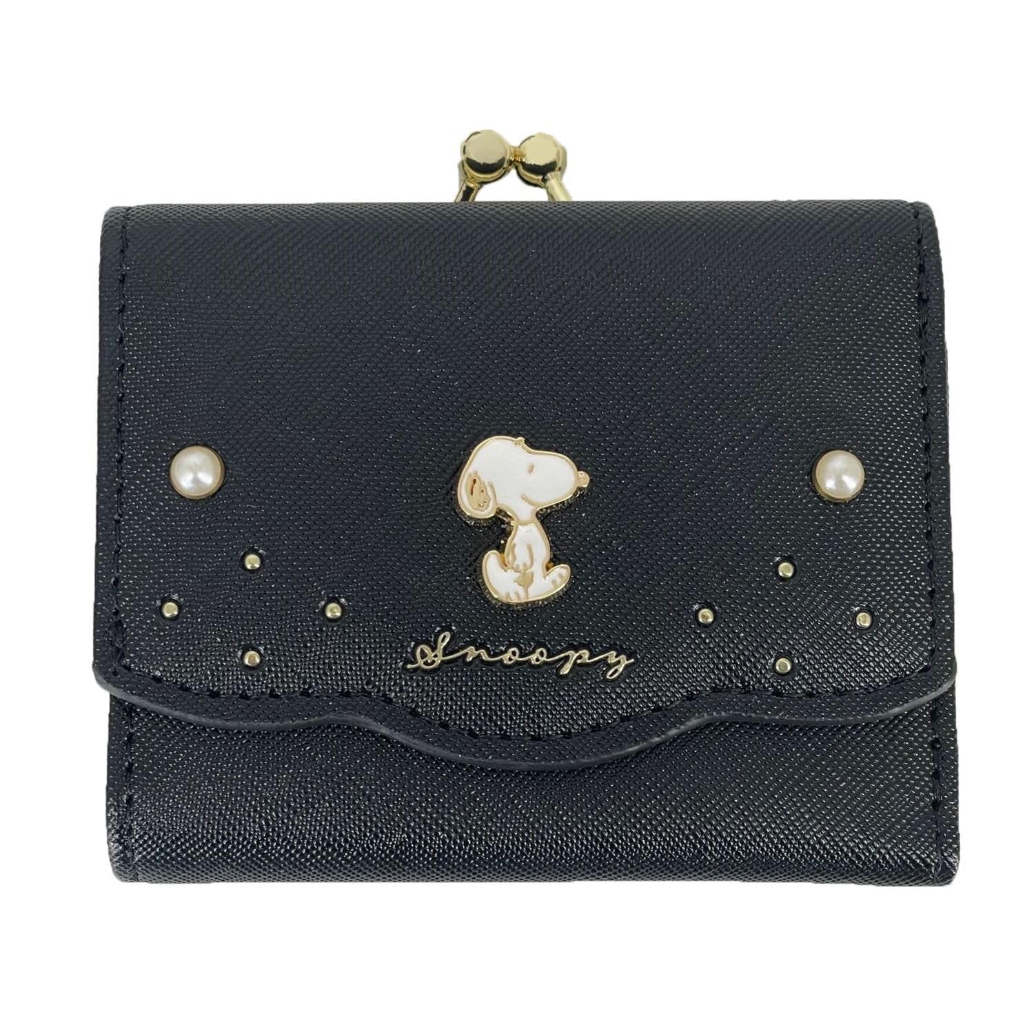 Sun Art Snoopy Серия Жемчуг Застежка Мини-кошелек, Черный, SNP-1288-BK