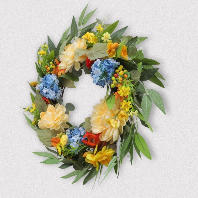 50cm Artificial Flower Wreath for Front Door Entryway Flower Wreath Decorative Flower Wreath Home and Wedding Decors
