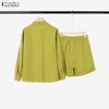 ZANZEA Women 3/4 Sleeve Blouse and Shorts Summer Two Piece Suit Sets