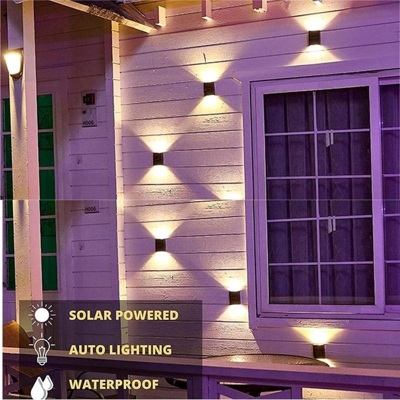 Solar Wall Light ABS Waterproof Up Down Outdoor with Built-in Li-ion Battery for Garden Yard Stairs Decoration Solar Panel Light