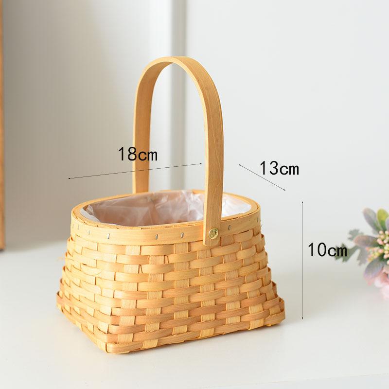 

Basket Rattan Portable Flower Arrangement Happy Shop Gift Gift Woven Bamboo Flower Basket Flower Pot Flower Arrangement Small Flower Basket wood chip trapezoid handbag