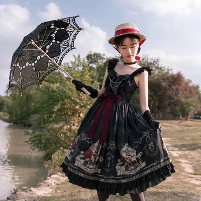 Gothic Style Vintage Lolita Jsk Dress Women Japan Harajuku Cosplay Costumes Nightingale And Rose Victorian Princess Party Dress