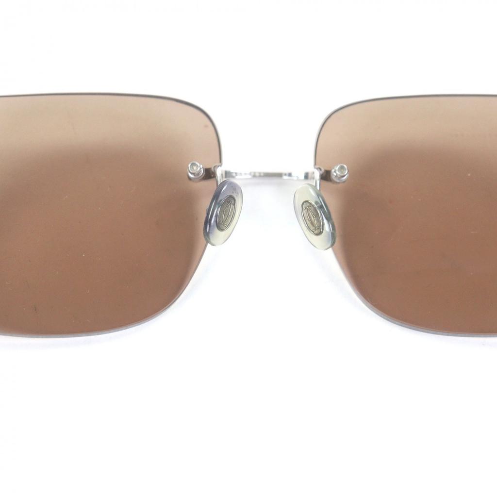 Great Cartier Sunglasses 135 2C Decor Two-Point Silver Mens Used