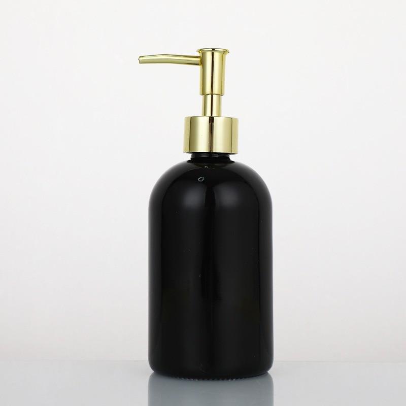 Marble Pattern Glass Dispenser Bottle for Soap, Shower Gel, or Hand Sanitizer
