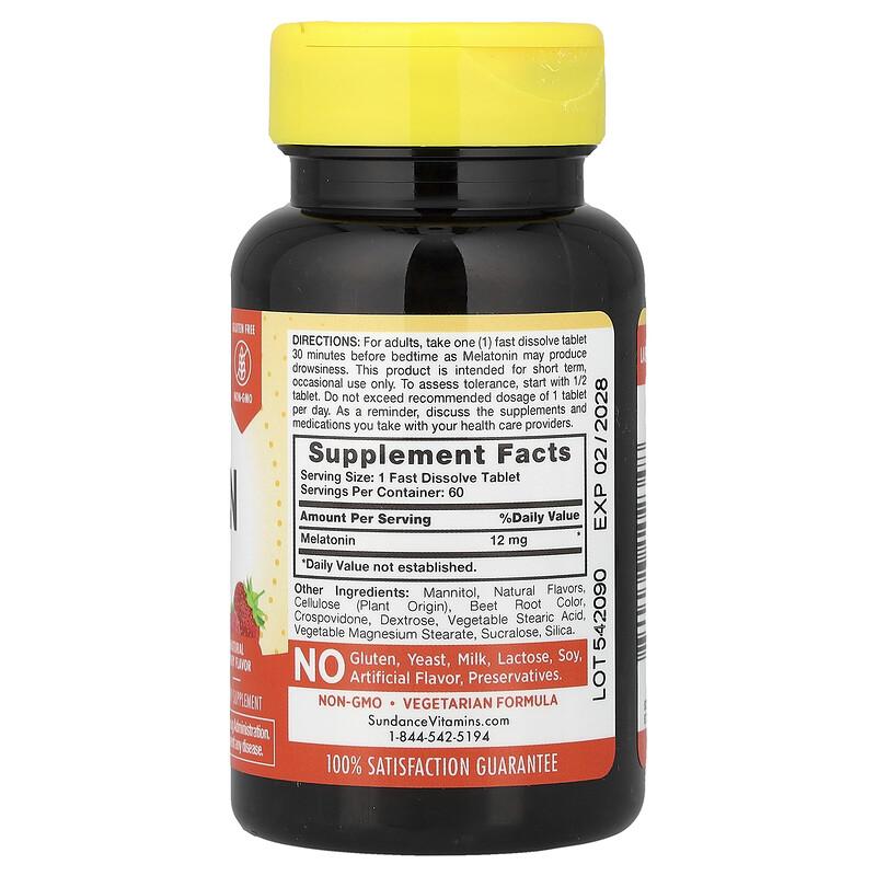 Melatonin, Natural Berry, 12 mg, 60 Fast Dissolve Tablets