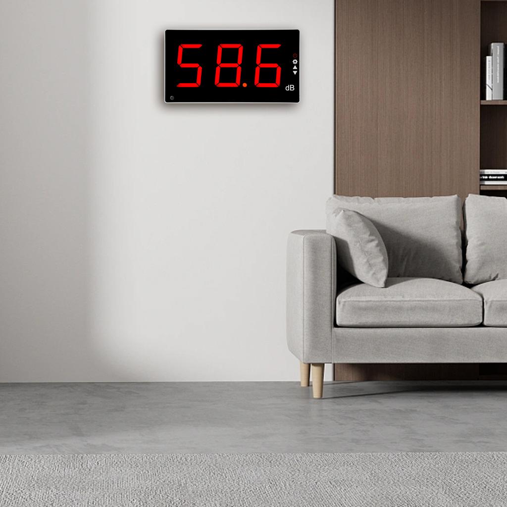 Miernik poziomu dźwięku 30-130 dB z dużym ekranem LCD Cyfrowy miernik poziomu dźwięku do montażu na ścianie Miernik hałasu Tester monitorowania decybeli