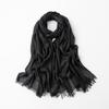 Women's Silk Scarf: Pure Color Long Headscarf with Gold and Silver Threads