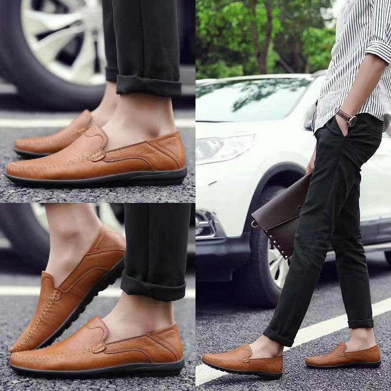 Men's Casual Leather Slip-On Moccasins - Spring/Summer Low-Cut Driving Shoes