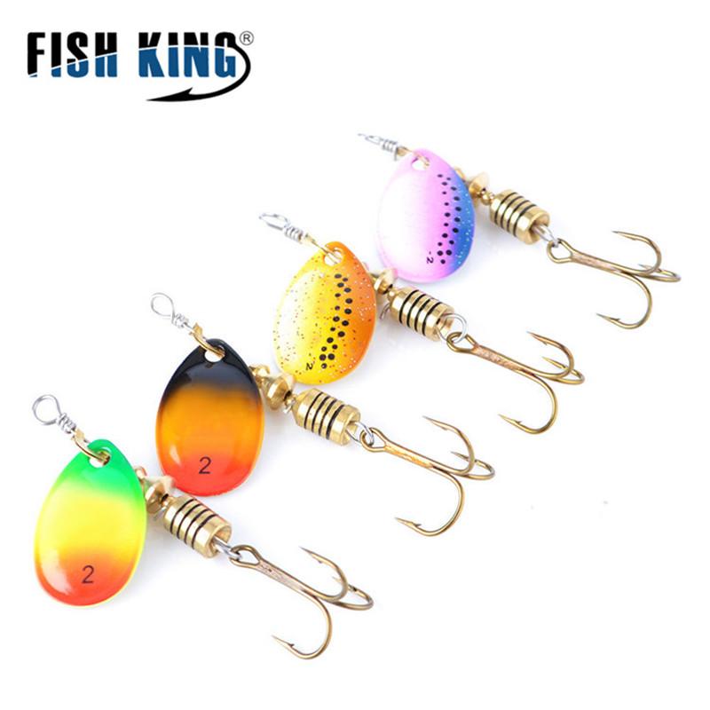 

FISH KING Mepps, 4 шт., спиннер-приманка, 4 г, 4,5 г, 6,5 г, 10 г, 14 г, ложка, приманка для щуки, металл с тройными крючками, искусственная приманка для окуня, рыболовная приманка