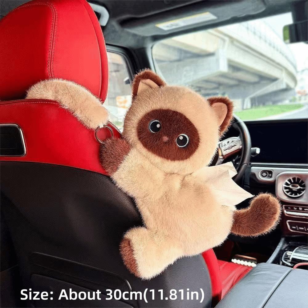 Plush Doll Car Tissue Box Cartoon Cat Kitten Paper Box Cute Armrest Box Paper Case  Car Inner Decor