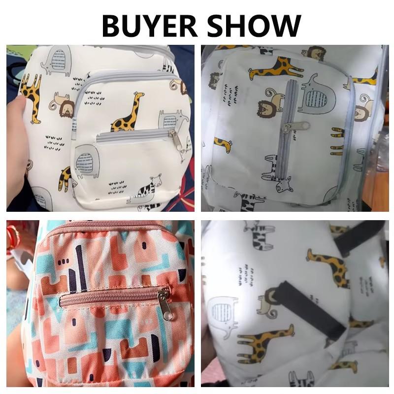 Baby Stroller Organizer Bag, Large Capacity Cartoon Print Mummy Bag, Portable Hanging Storage Caddy with Bottle Holder for Travel