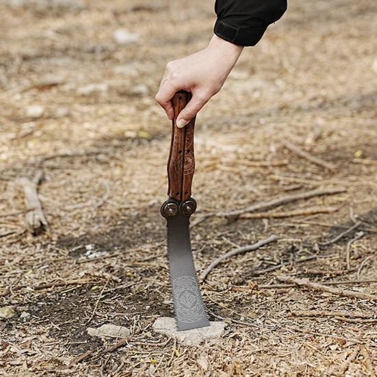 Folding Hand Saw with Wooden Handle Sharp Blade Double-Sided Teeth Compact Design Mini Saw Woodworking Tool