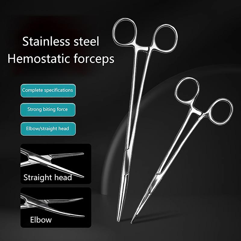 12.5/14/16/18 Cm Bent-Nose/Straight Curved Stainless Steel Locking Elbow Scissors Pliers Hemostatic Forceps Clamp Pliers
