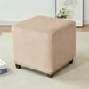 Velvet Square Ottoman Cover Soft Elastic Footrest Stool Slipcover Furniture Protector for Living Room