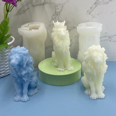 1PC 3D Sitting Lion King Silicone Mold DIY Lion Scented Candle Diffuser Stone Ornament Animal Plaster Silicone Mold