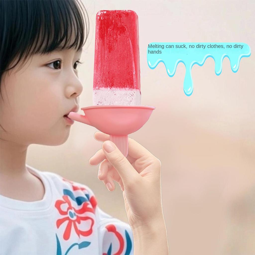 Kids Silicone Ice Pop Holder Drip Free Sleeve with Straw Reusable Tray for Juice Cream Cold Treat Outdoor Beach Summer Picnic