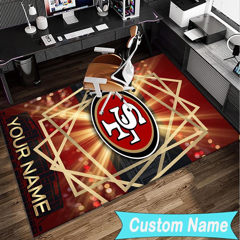 Benutzerdefinierter Teppich San Francisco Football Bereichsteppich Geeignet für Innen und Außen, Teppiche für Häuser, Büros, Wohnzimmer, Heimdekoration, Weihnachtsgeschenk