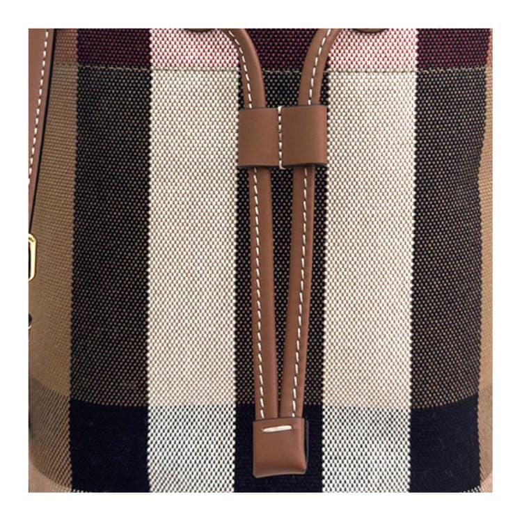Burberry Cotton Linen Blend With Cow Leather Crossbody Bags Women's Brown 80840451