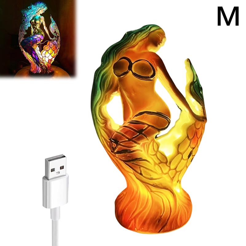 Animal Table Lamp Series,Stained Glass Cat,Dragon,Wolf,Horse,Owl,Dolphin,Turtle,Elephant,Mermaid Table Lamp Night Light