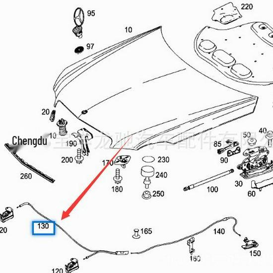 Compatible Hood Release Cable for Mercedes-Benz W212 E200/E250/E300