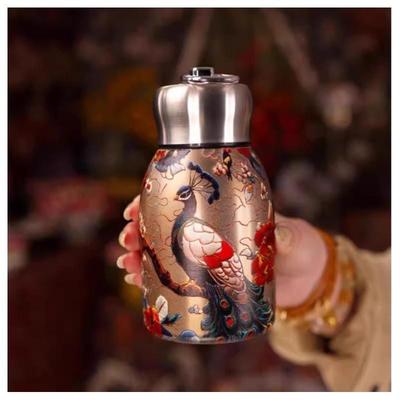 Nerezová ocel 316 Guochao 'Little Fatty' Izolovaný kapesní hrnek s uchem – Přenosný venkovní a do auta hrnek na vodu