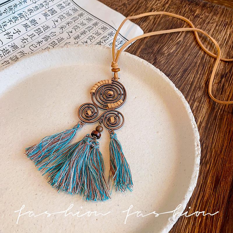 Colier Etnic Stil Ghioc de Stejar: Accesoriu de îmbrăcăminte unisex din bumbac și in țesut manual