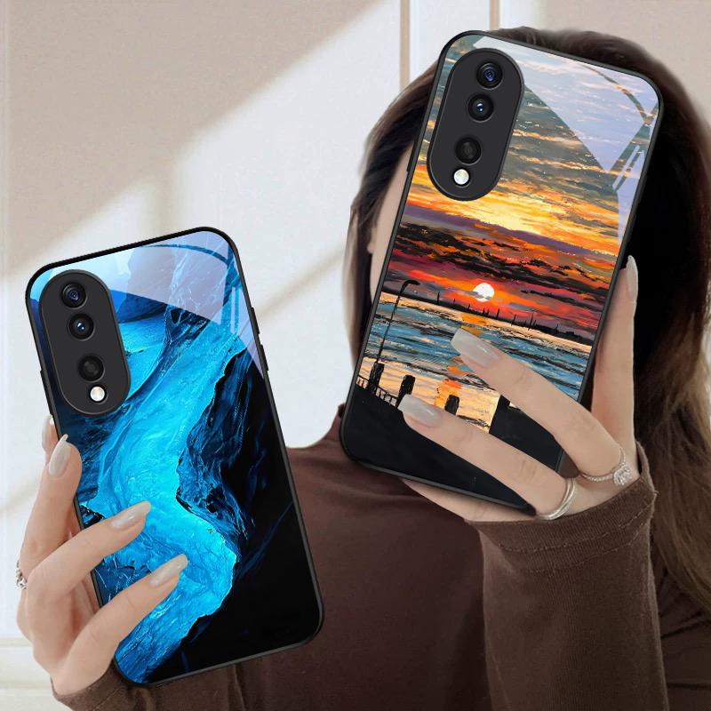 Sea storm small sailboat For Honor Magic 4 5 6 Pro 7 X6 X9c X9 X6b X8 X9b X5b X8b 30 Pro+ 50 Pro 70 90 200 Lite Glass Phone Case