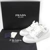 Excellent PRADA Sneakers Triangle Logo with Crystal White Leather Women 35.5  Used