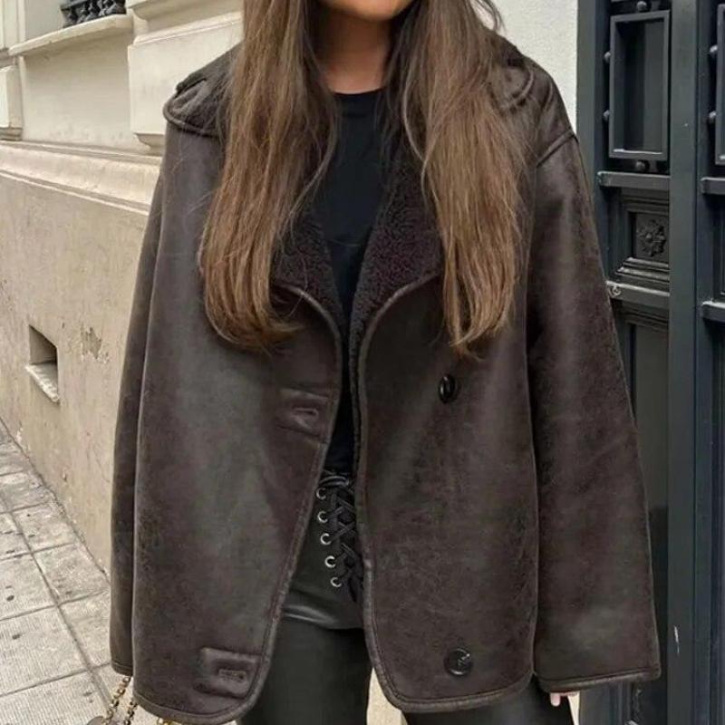 Damen Neuer Herbst und Winter Lockerer Pelz Einteilige Warme Baumwolljacke