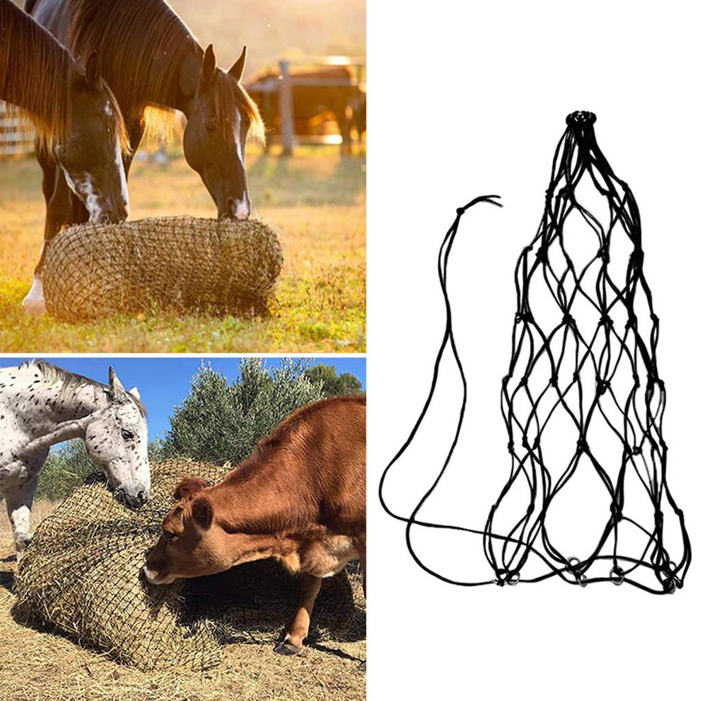 Small Hole Feeding Net Hanging Travel Feeder for Stall Hay Net Slow Feed Hay Bag 36Inch Hanging Hay Feeder for Horse