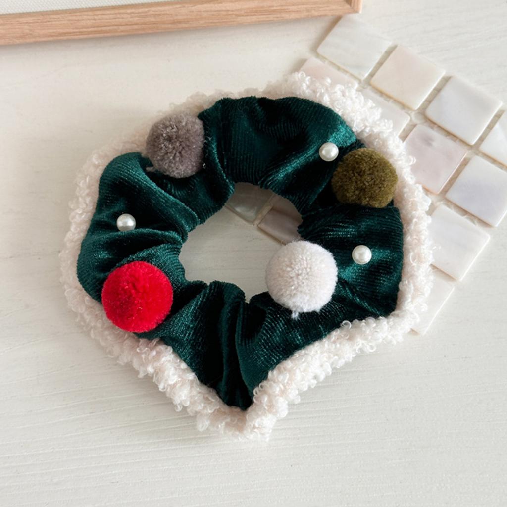 Red Christmas Hair Scrunchies Plush Large Hairband Xmas Elastic Hair Ties Women Ponytail Holder Party Headwear Hair Accessories