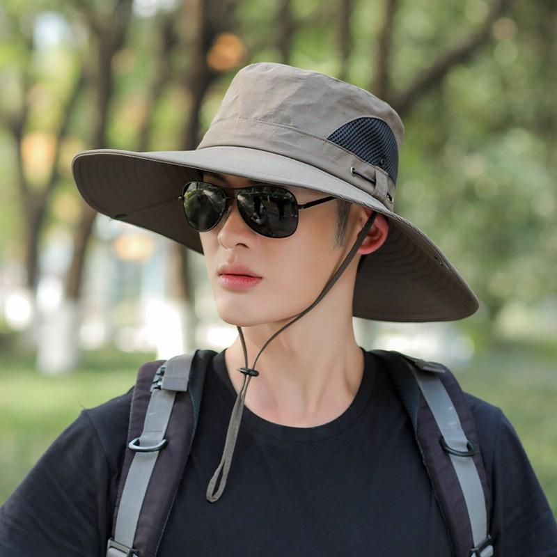 Outdoor fishing sun hat men mountaineering shade shawl bucket hat summer sun hat mask big brim men