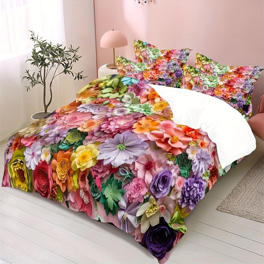 

Цветочный Постельный Комплект Растения Пододеяльник Комплект Чехол для Одеяла с Наволочкой для Декора Спальни Подарок на День Рождения Подарок на Хэллоуин Рождественский Подарок EU Single135x200cm