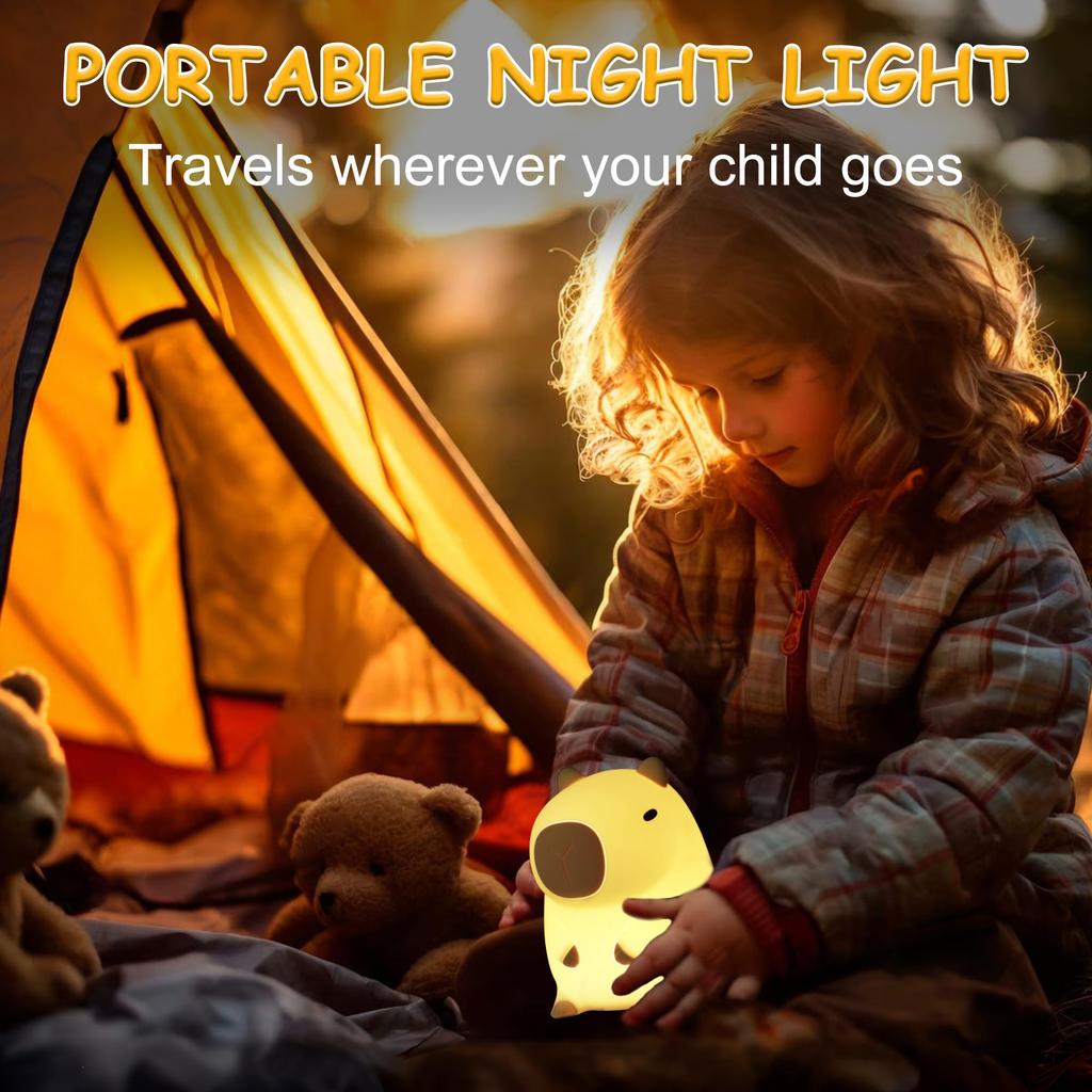 Lampeez Capybara Night Light, LED Nursing Light, Capybara Bedside Lamp with Timer, Birthday Gift for Boys and Girls, Cute