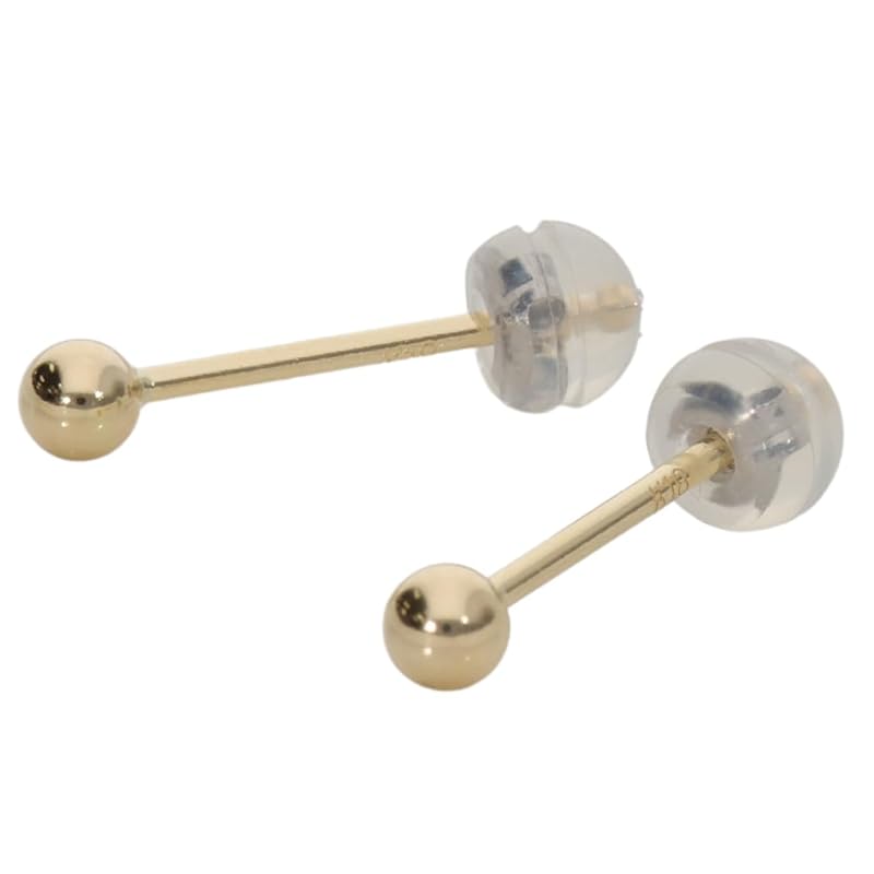 

[Anytime With] Leave-on earrings (round ball) Axis 12mm Consideration for metal allergies made in Japan binaural pair Round ball 3mm/K18 yellow gold